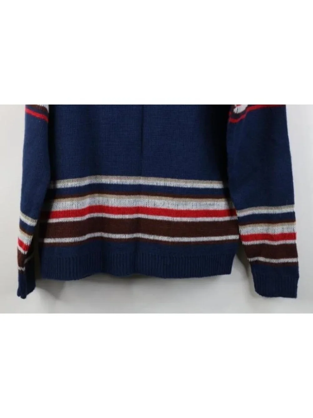 Deadastock Vintage 60s 70s Mens Large Fair Isle Knit Shawl Cardigan Sweater USA